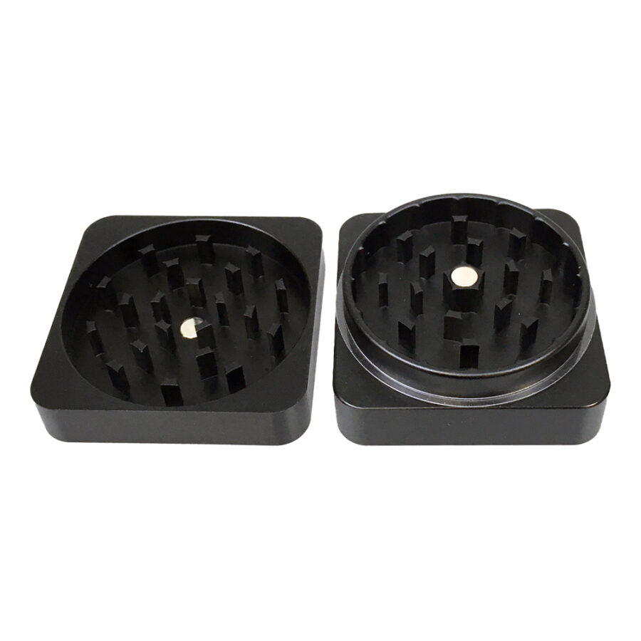 Best Buds Flat Square Aluminium Grinder Onyx 2 Parts (50mm)