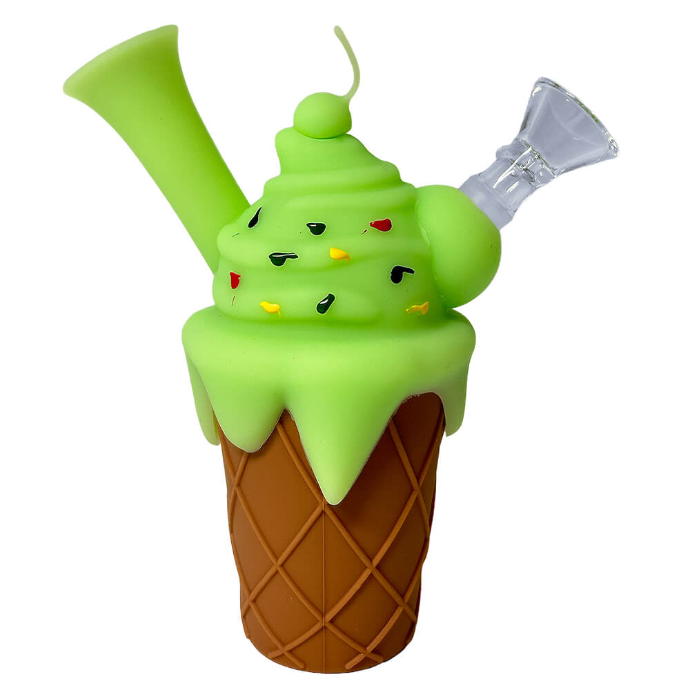 Ice Cream Cone Silicone Pipe (Green)